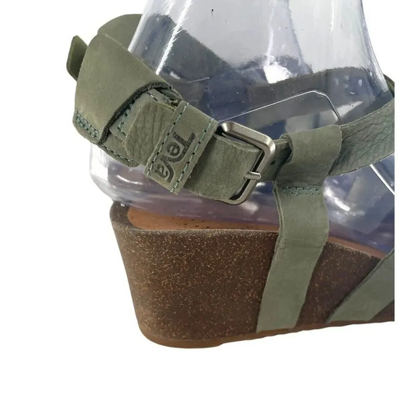 Teva Mahonia Cross Strap Comfortable Leather Wedge Sandals Green size US 9 EU 40 - Picture 3 of 16